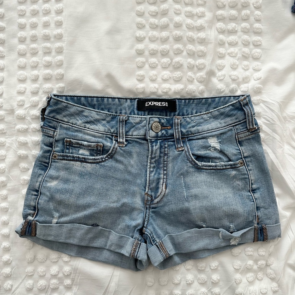Express Blue Jean Shorts with Cuffed Hem